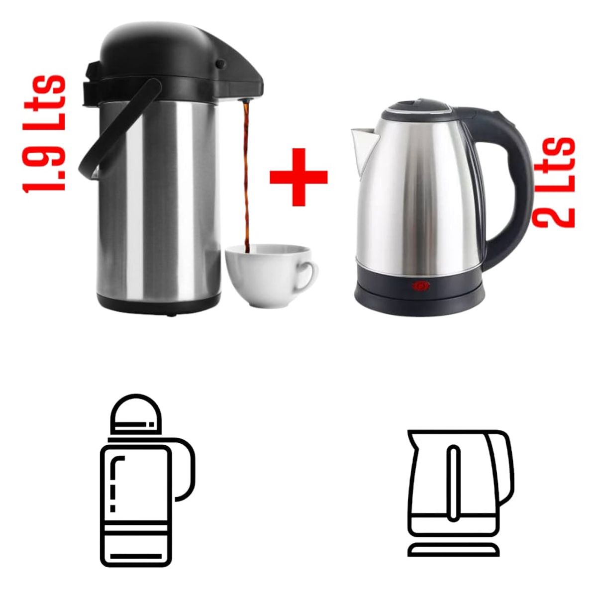 OEM - Combo Hervidor Eléctrico + Termo Sifón con Dispensador 2L Capacidad