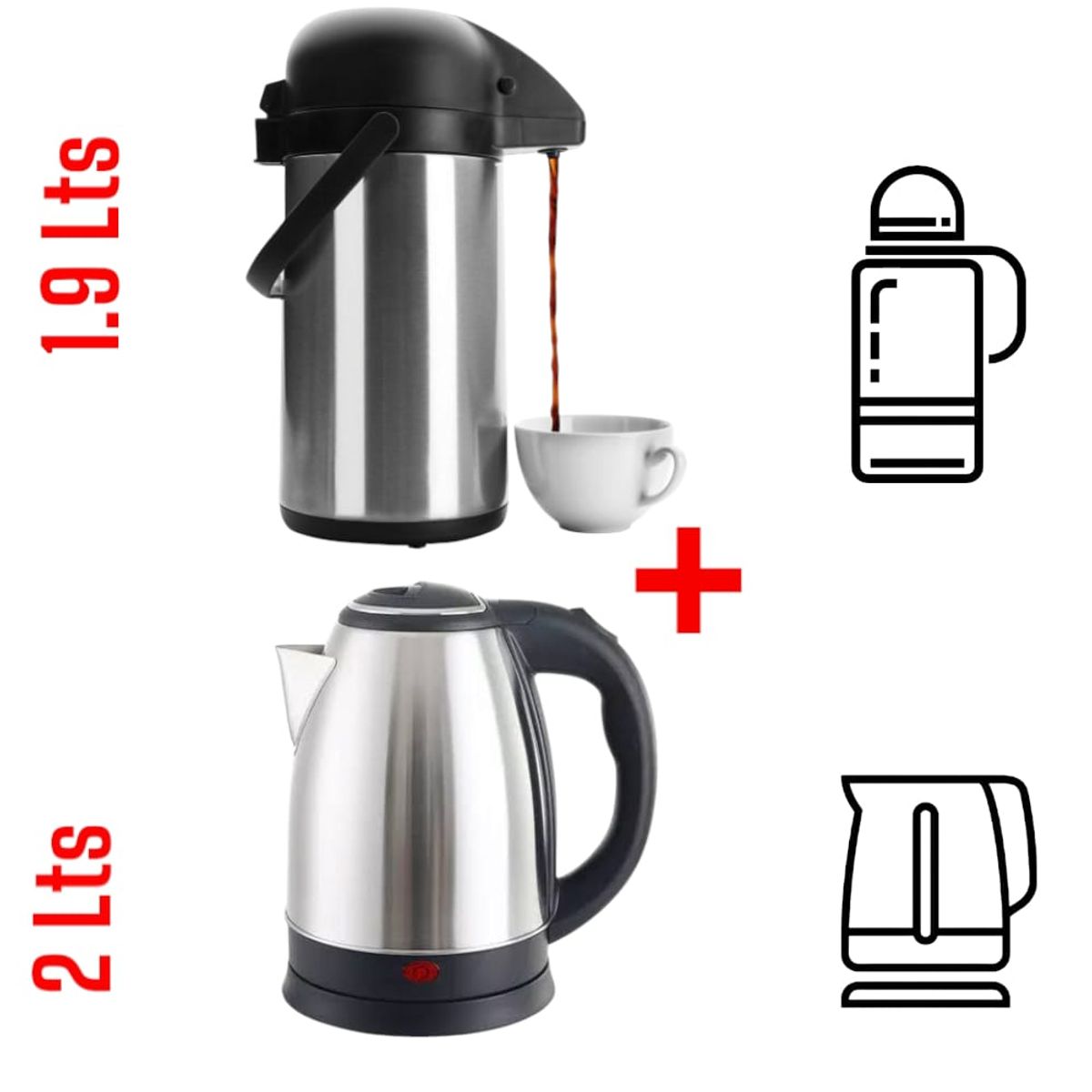OEM - Set Hervidor Eléctrico + Termo Dispensador de Líquidos Capacidad 2 Litros