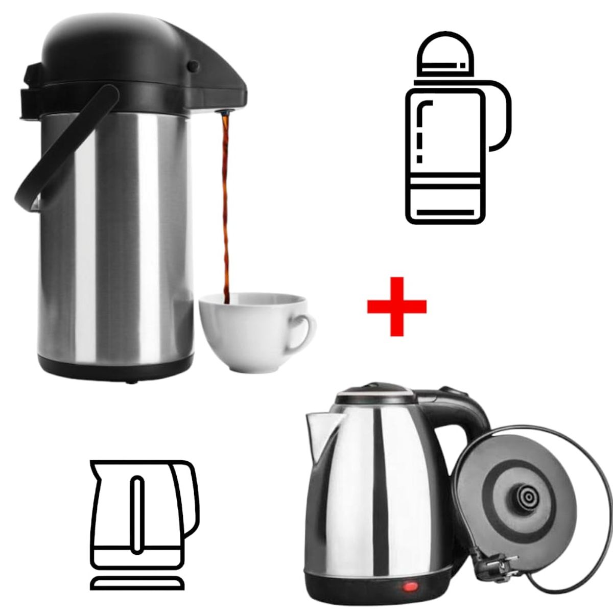 OEM - Hervidor Eléctrico 2L + Termo Sifón Dispensador de Bebidas Combo Ideal