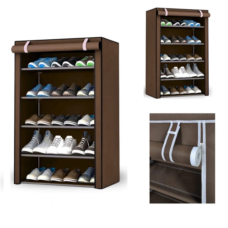 GENERICO - Zapatera de tela 5 niveles 95cm x 58cm - Marron