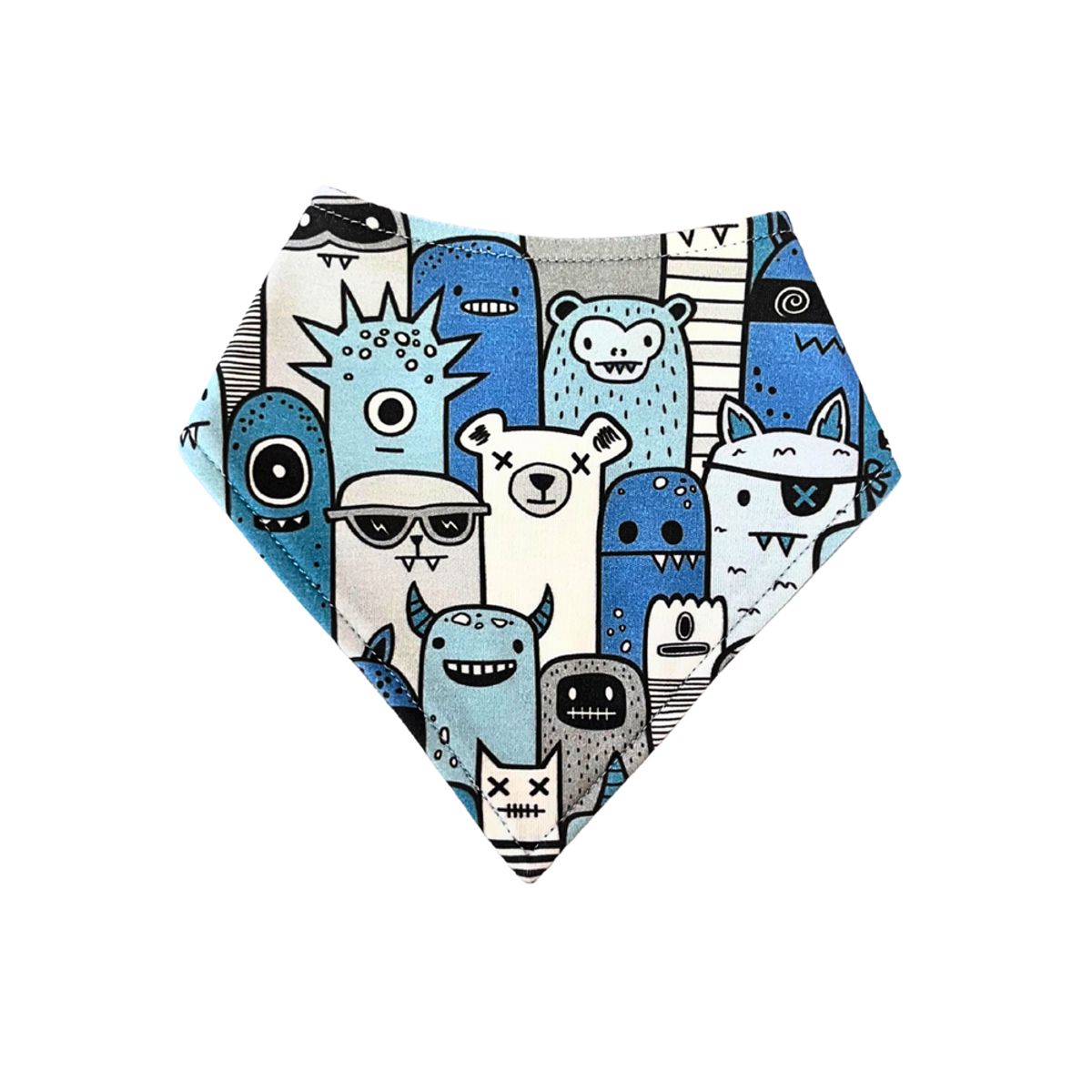 CHILLAX - Babero bandana chillax monsters and friends blue para bebé
