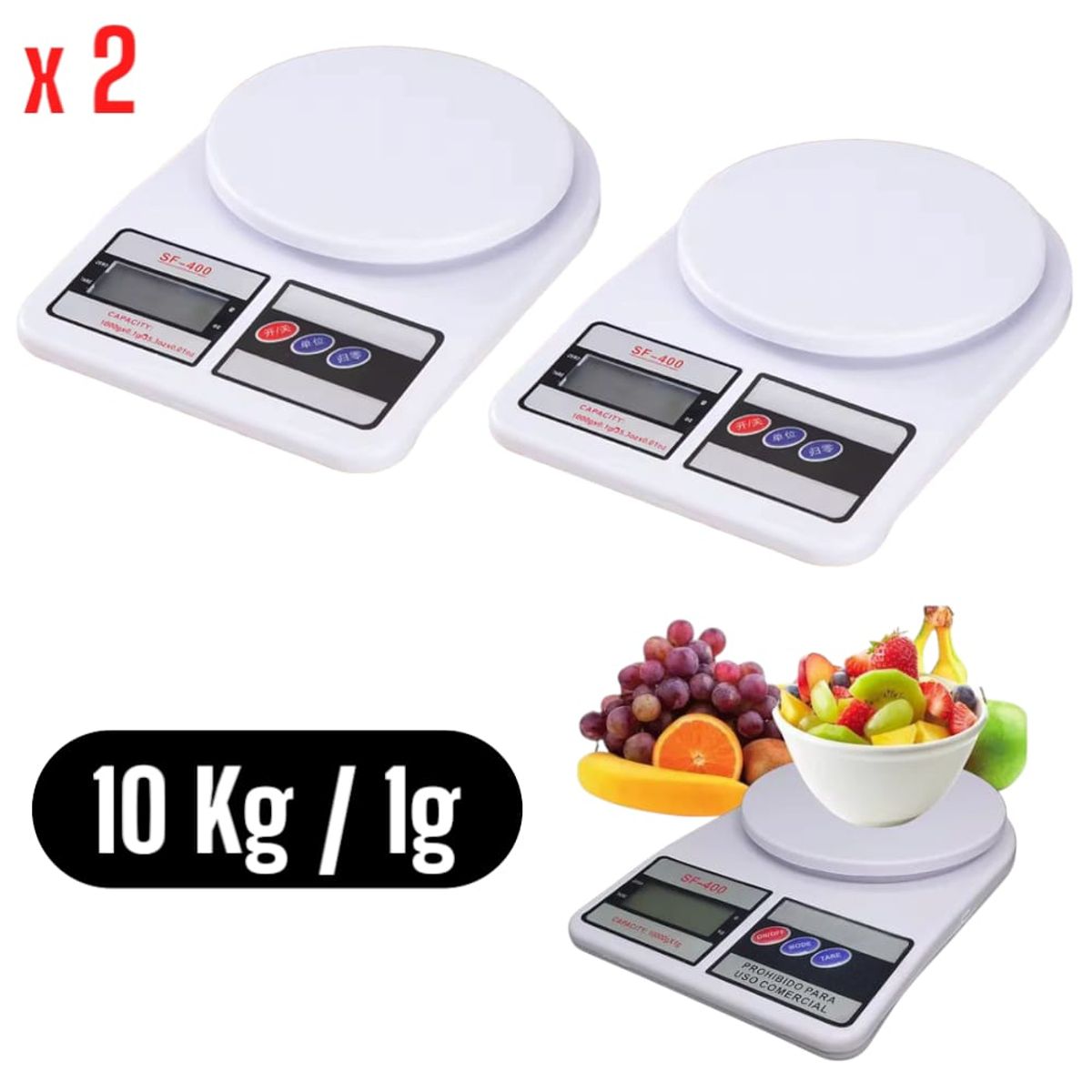OEM - Pack x2 Balanza Digital Cocina 10kg1g Precisa Repostería