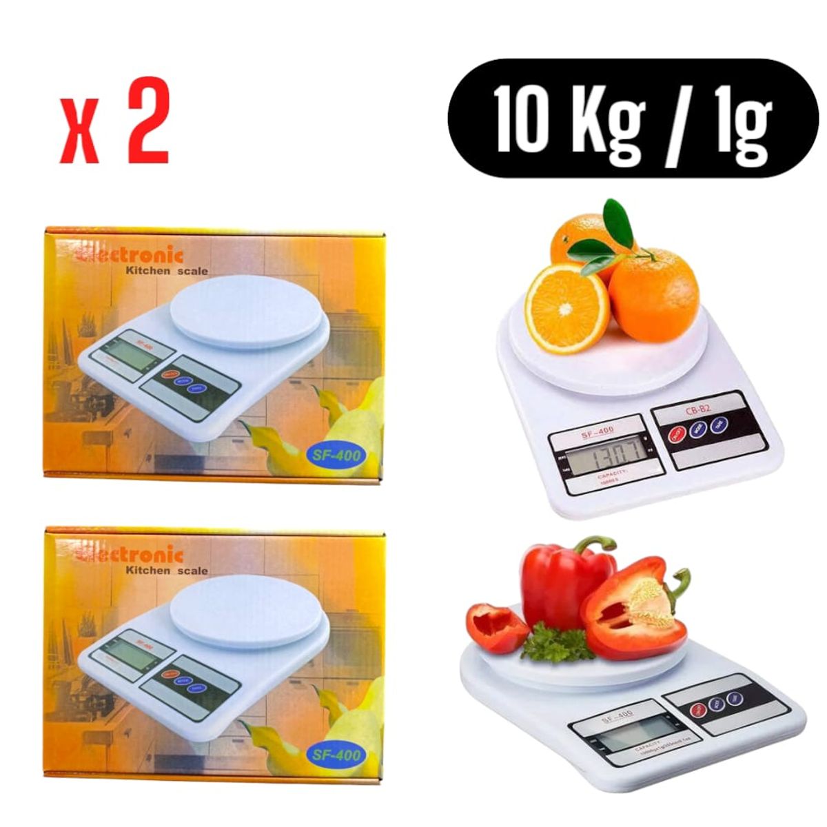 OEM - 2 Balanza Digital Cocina 10kg 1g Alta Precisión Repostería