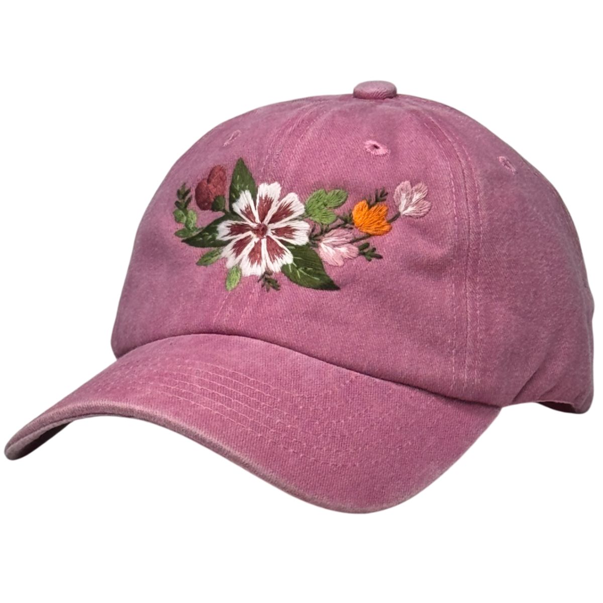 GENERICO - Gorra bordada vintage rosada con diseño floral