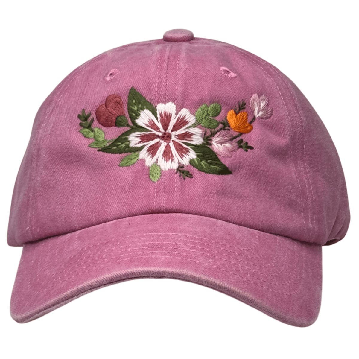 GENERICO - Gorra bordada vintage rosada con diseño floral