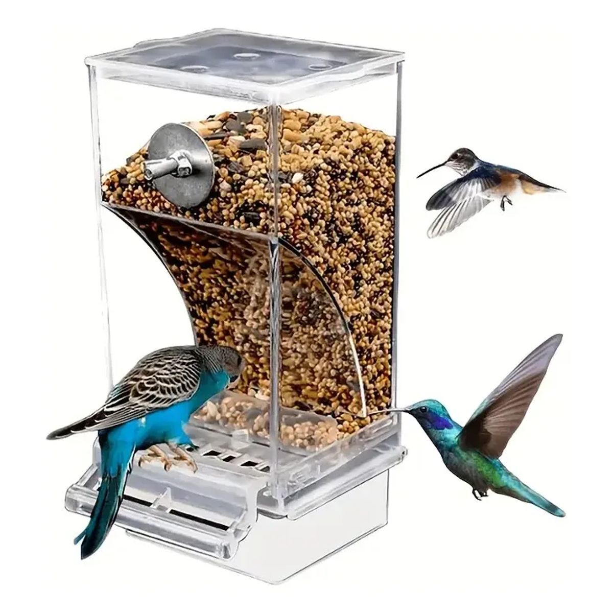 GENERICO - COMEDERO ACRILICO AUTOMATICO PARA AVES TRANSPARENTE