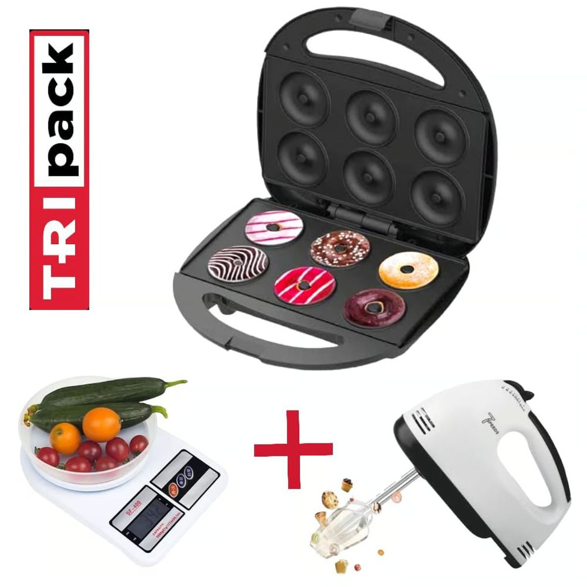 OEM - Tripack Repostero Máquina 6Donas + Batidora + Balanza Repostera