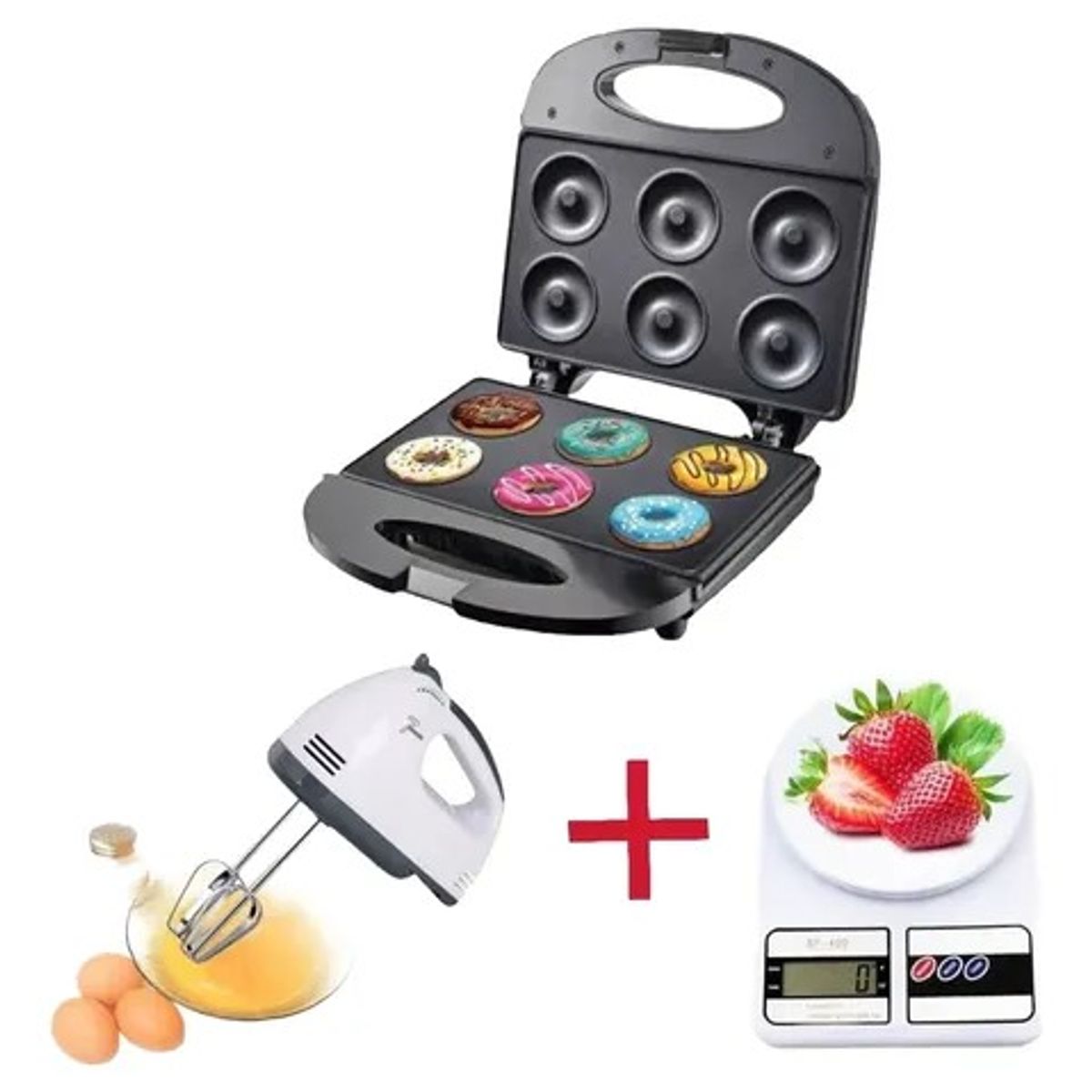 OEM - Tripack Repostero Máquina 6Donas + Batidora + Balanza Repostera