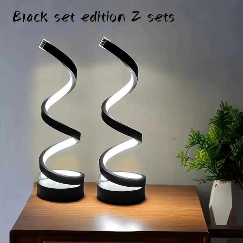 MEGIMPERU - Lámpara de Mesa en Espiral LED con Luz Ajustable Pack X2