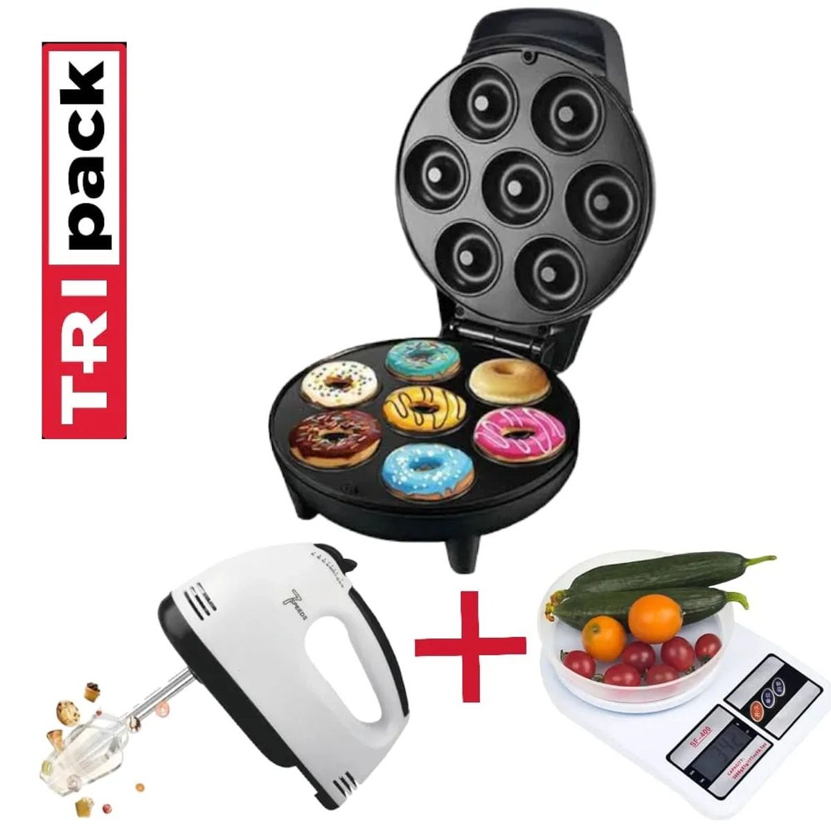 OEM - Tripack Repostero Máquina 7Donas + Batidora + Balanza Repostera