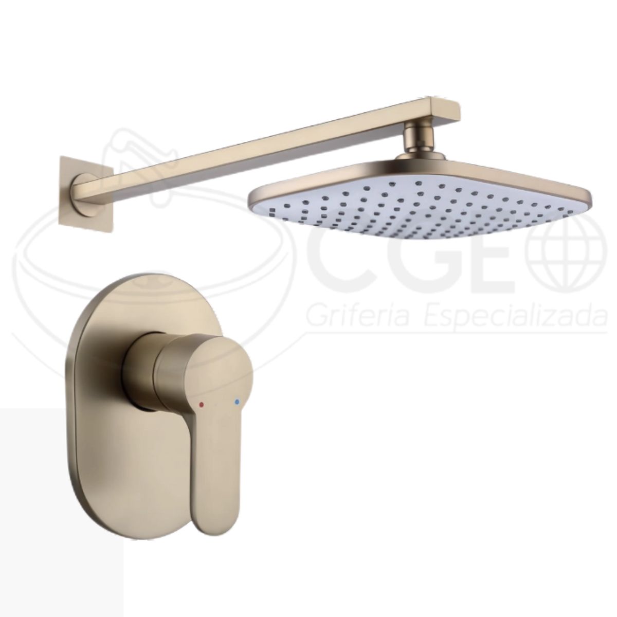 FRATELLI - MEZCLADORA DE DUCHA MINIMALISTA CUADRADO BRONCE DORADO SATINADO