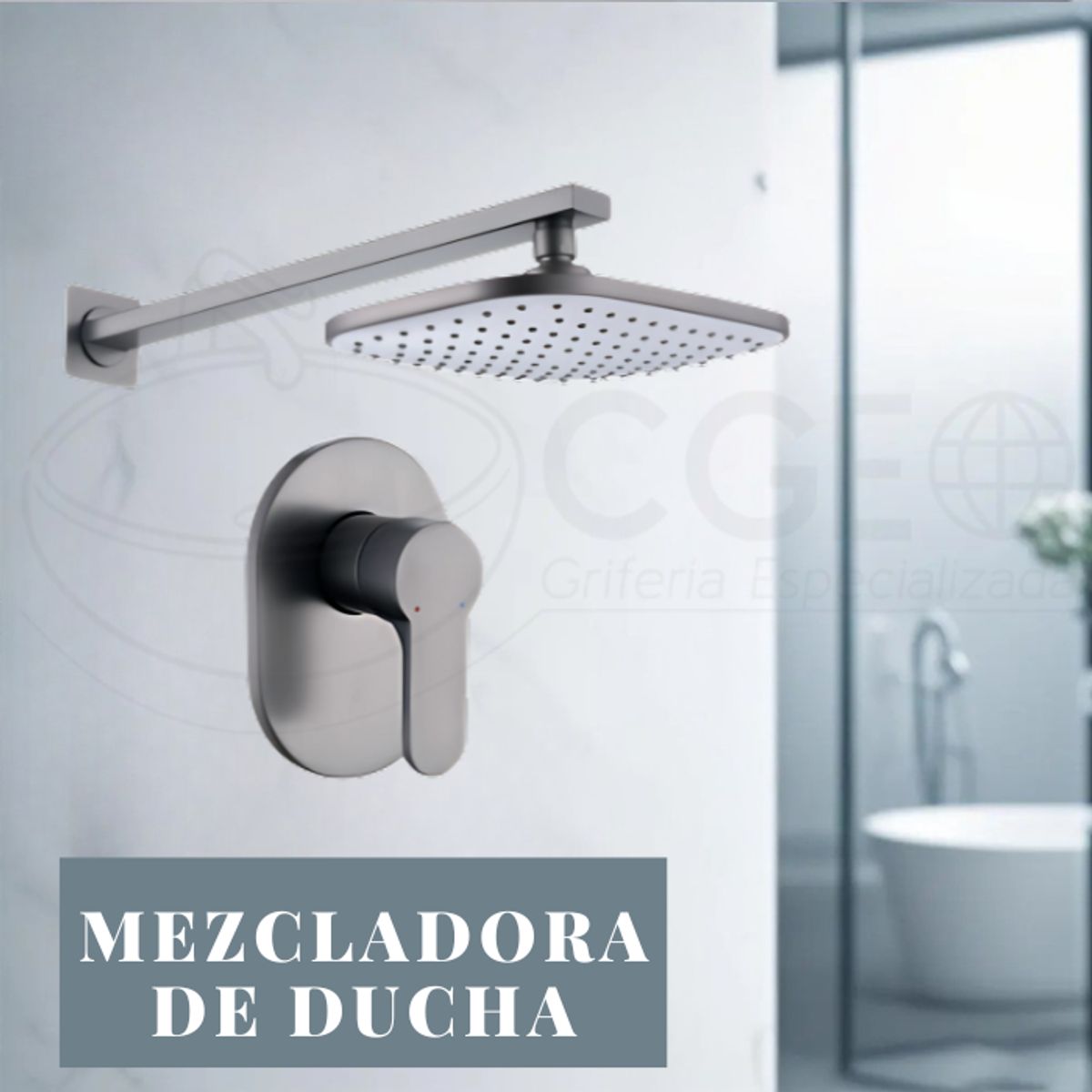FRATELLI - MEZCLADORA DE DUCHA MINIMALISTA CUADRADO BRONCE GRIS