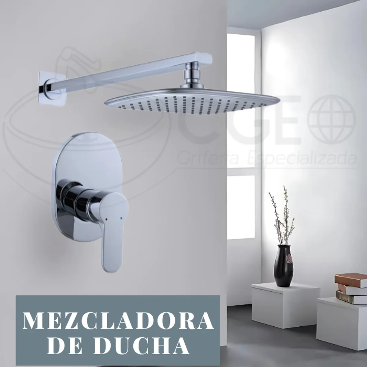 FRATELLI - MEZCLADORA DE DUCHA MINIMALISTA CUADRADO BRONCE CROMADO
