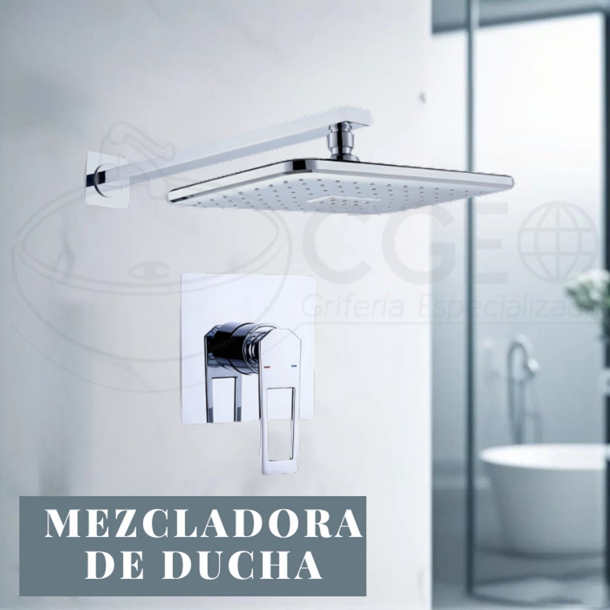 FRATELLI - MEZCLADORA DE DUCHA MINIMALISTA CUADRADO BRONCE CROMADO