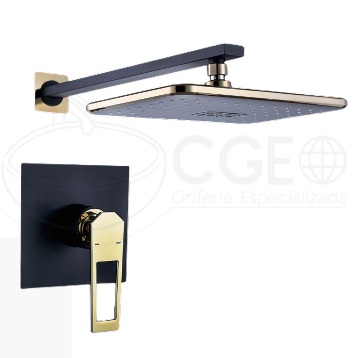 FRATELLI - MEZCLADORA DE DUCHA MINIMALISTA CUADRADO BRONCE NEGRO DORADO