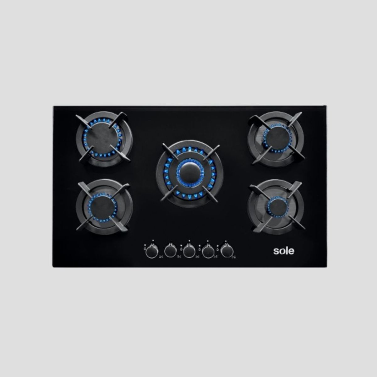 SOLE - Encimera de Vidrio Templado con 5 Quemadores 90 cm Negro Sole SOLCO069