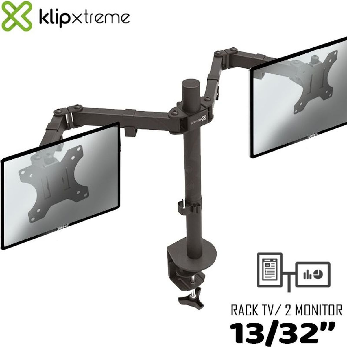 KLIP XTREME - Soporte Para Dos Monitores Klip Xtreme KPM-310 13 a 32 Pulgadas