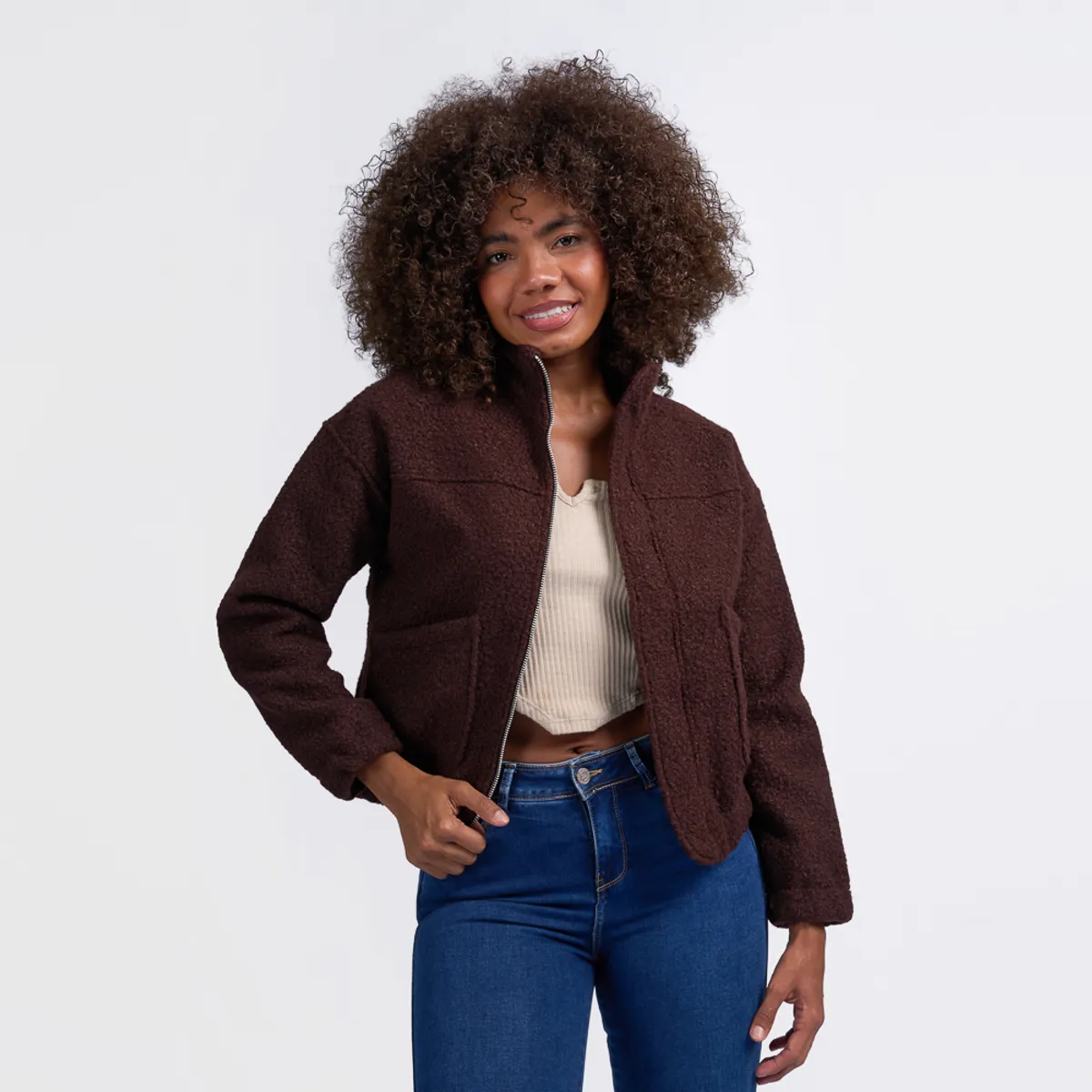 MACHINE - CASACA MUJER EI25VIKA PELUCHE - MARRON