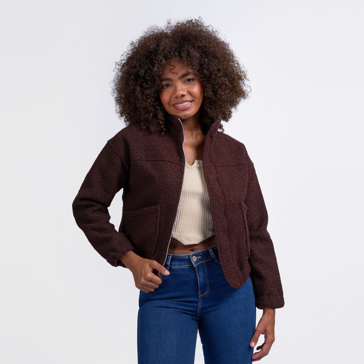 MACHINE - CASACA MUJER EI25VIKA PELUCHE - MARRON