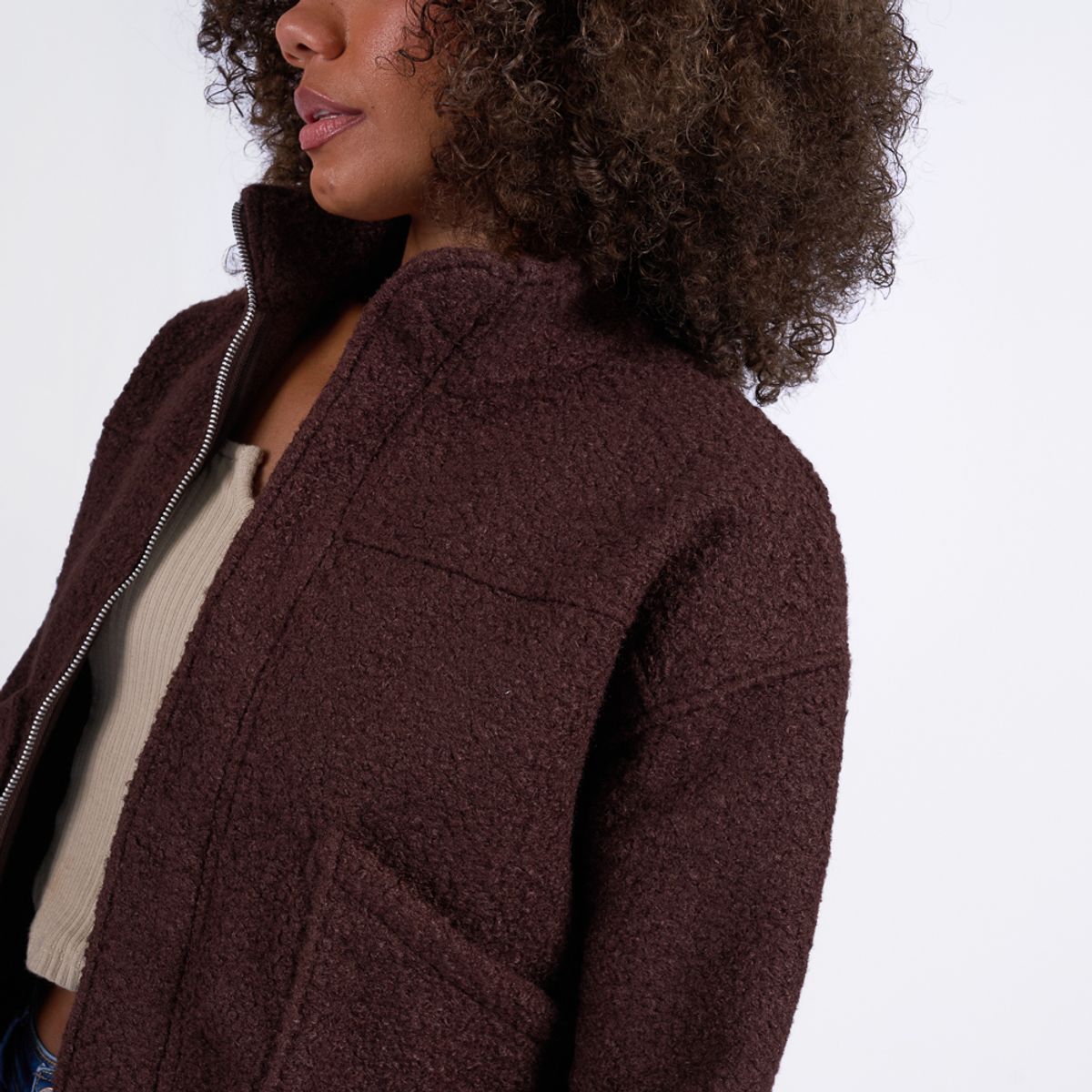 MACHINE - CASACA MUJER EI25VIKA PELUCHE - MARRON