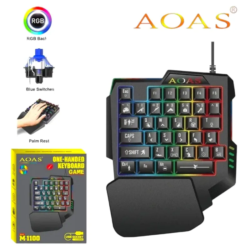 OEM - AOAS M-1100 Teclado Gamer Numérico RGB con Soporte Ergonómico