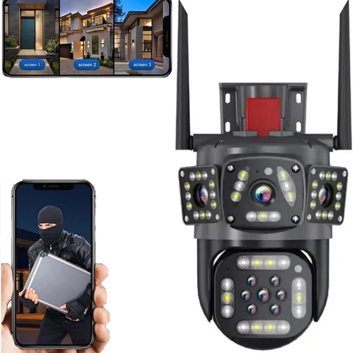 OEM - Cámara de Seguridad IP 4 Lentes WiFi con Alarma Soporta Memoria 128GB