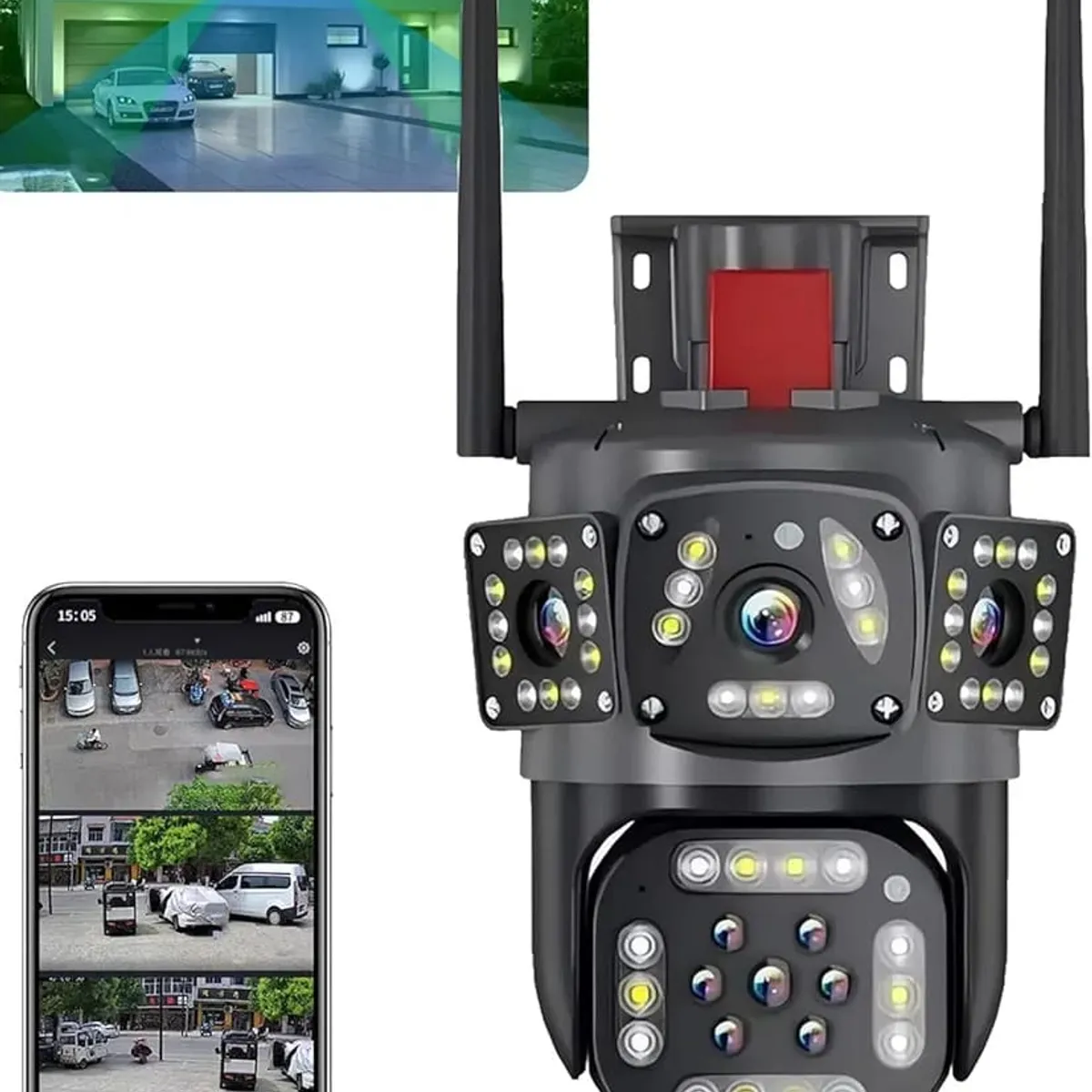 OEM - Cámara IP 4 Lentes Wi-Fi con Detección Movimiento y MicroSD