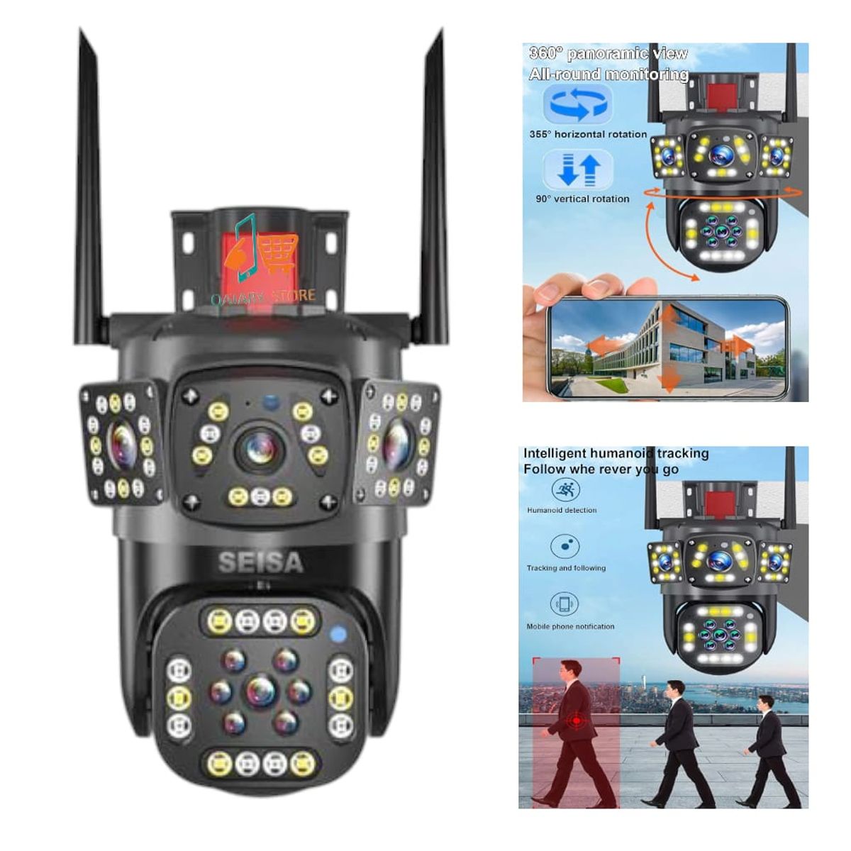 OEM - Cámara de Vigilancia IP WiFi 4 Lentes con Sensor de Movimiento