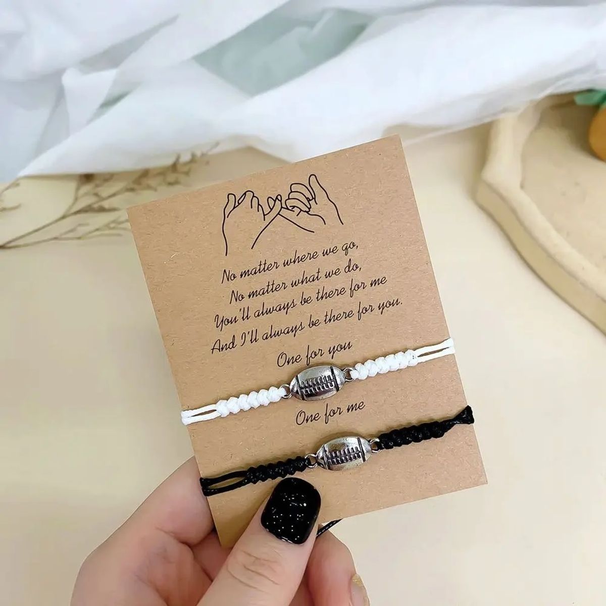 GENERICO - Set x 2 pulseras fútbol americano o rugby mejores amigos o parejas