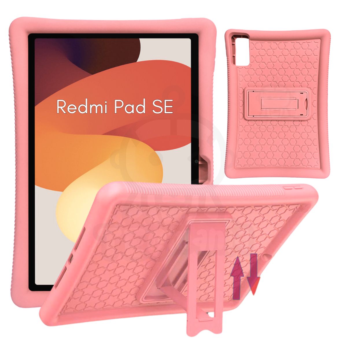 GENERICO - Funda Protector Antigolpe Goma con Soporte Para Redmi PAD SE 11 ROSADO