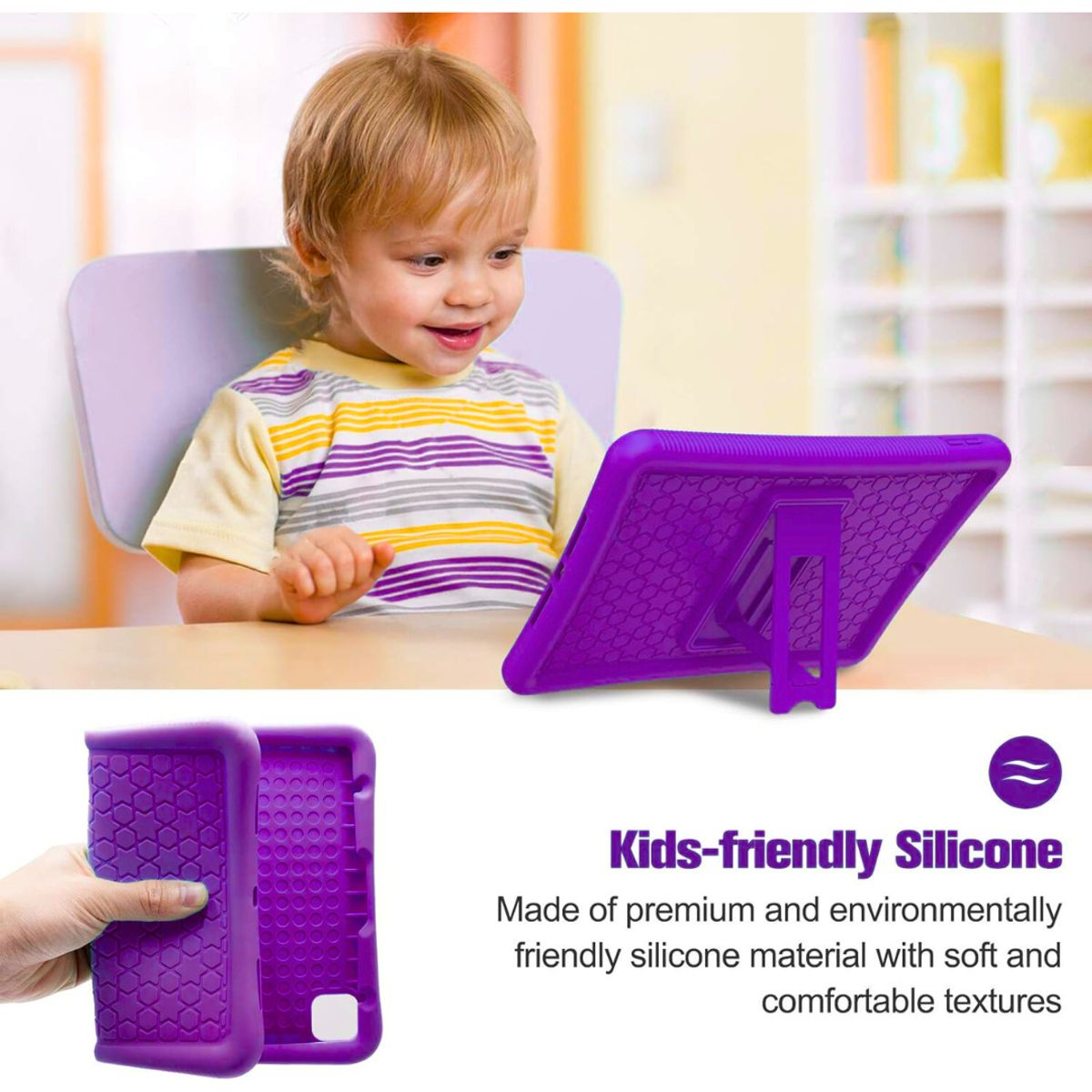 GENERICO - Funda Protector Antigolpe Goma con Soporte Para Redmi PAD SE 11 MORADO