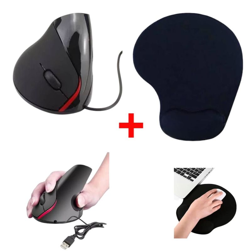OEM - Mouse Vertical Ergonómico Alta Velocidad + Pad con Reposamuñeca