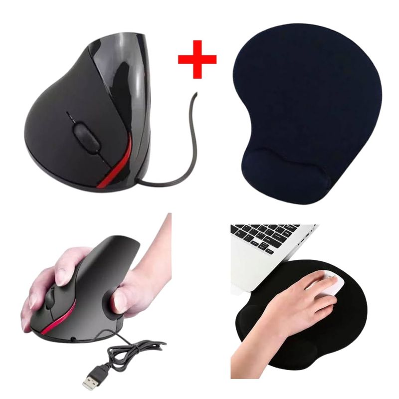 OEM - Set Ergonómico Mouse Vertical Alta Velocidad y Pad con Gel