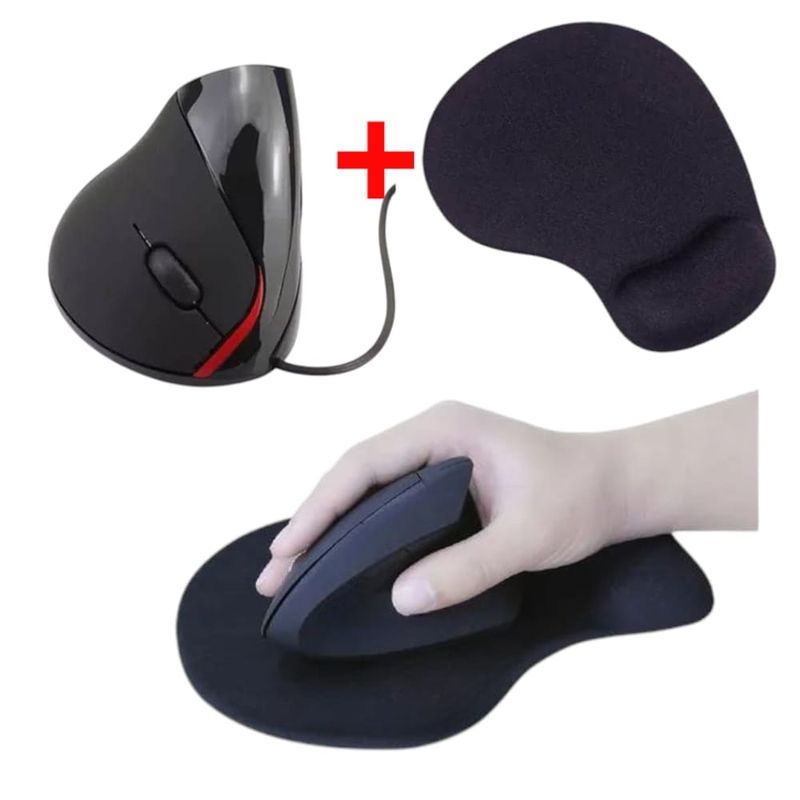OEM - Mouse Vertical Rápido y Ergonómico + Pad con Reposamuñeca