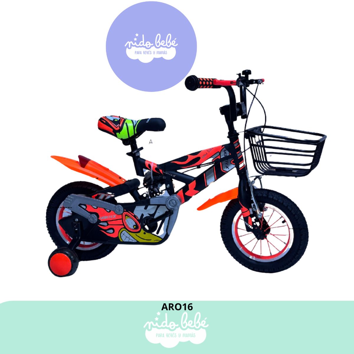 GENERICO - Bicicleta infantill aro 16 para niño modelo miragge orange
