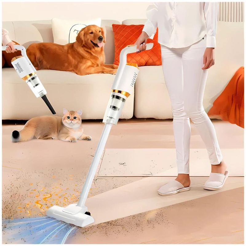GENERICO - Aspiradora Portátil Inalámbrica Recargable 120W 2 en 1 Multifuncional Hogar Auto - Blanco - M