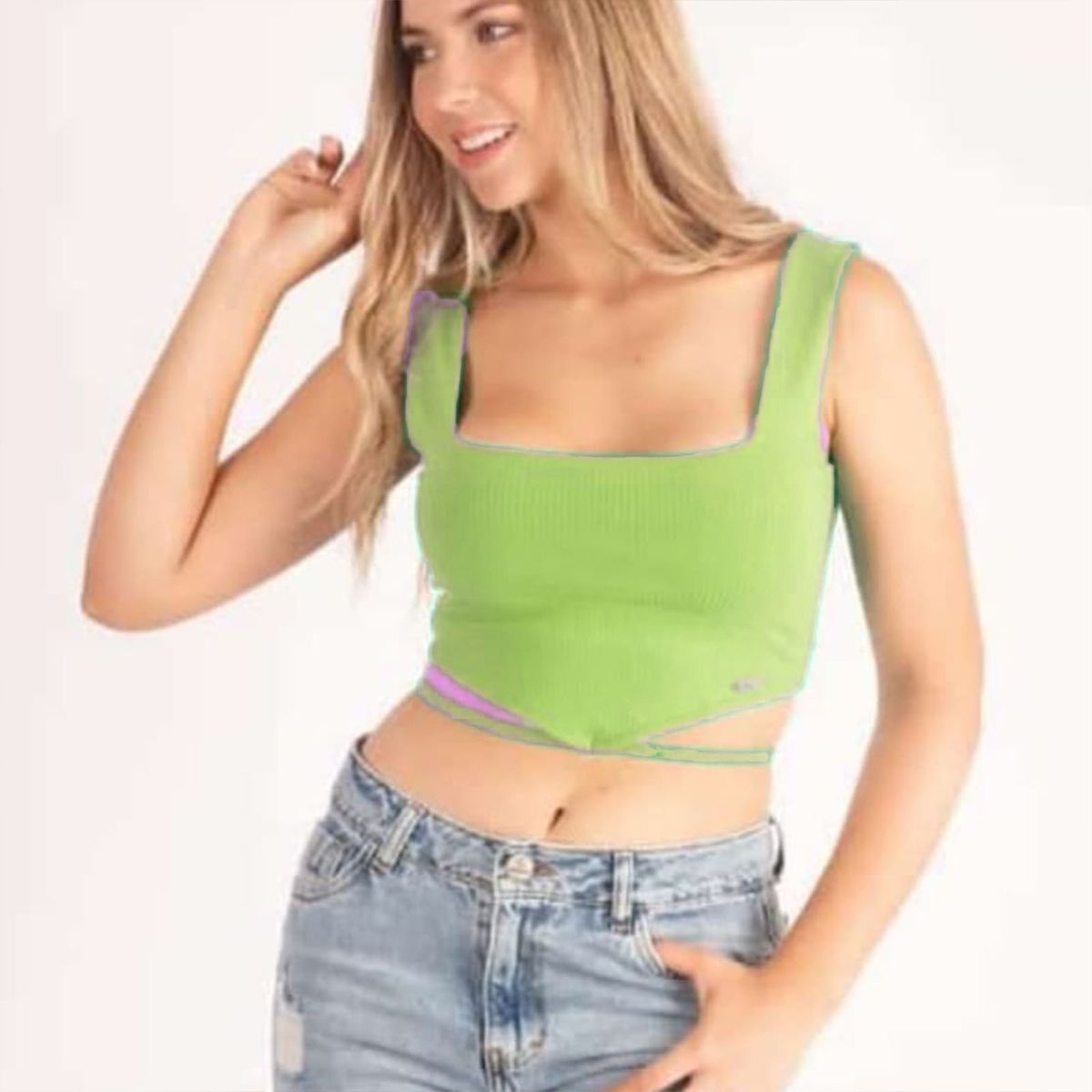 GENERICO - Crop Basic Quero Mackenzie Johnson Verde Limon
