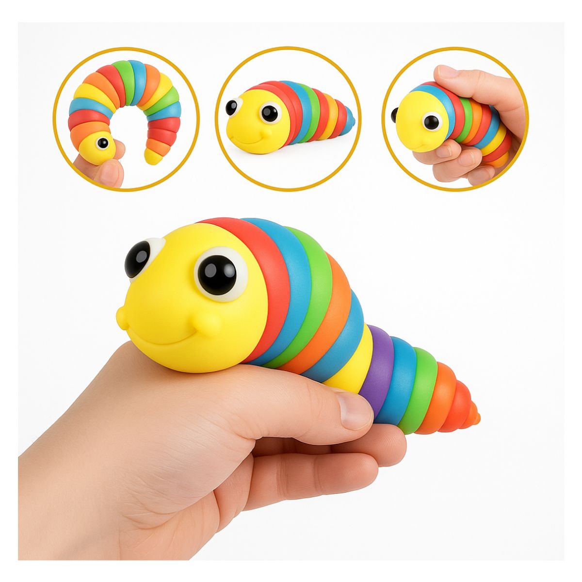 GENERICO - Juguete Gusano Antiestrés Pop It Sensorial con Luces