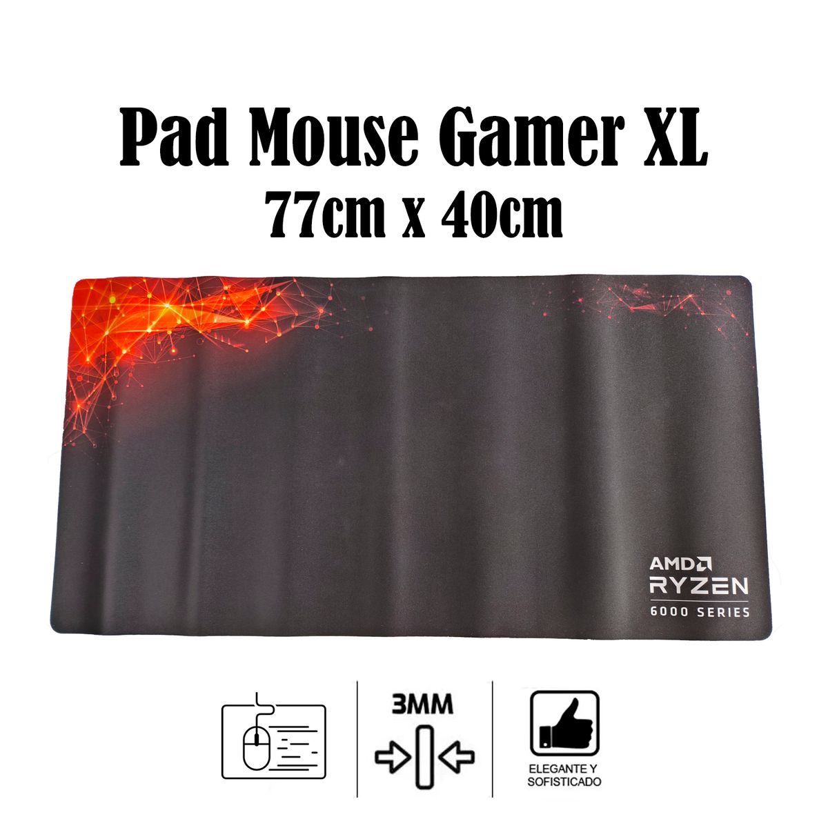 GENERICO - MOUSE PAD GAMER XL 77cm x 40cm ANTIDESLIZANTE