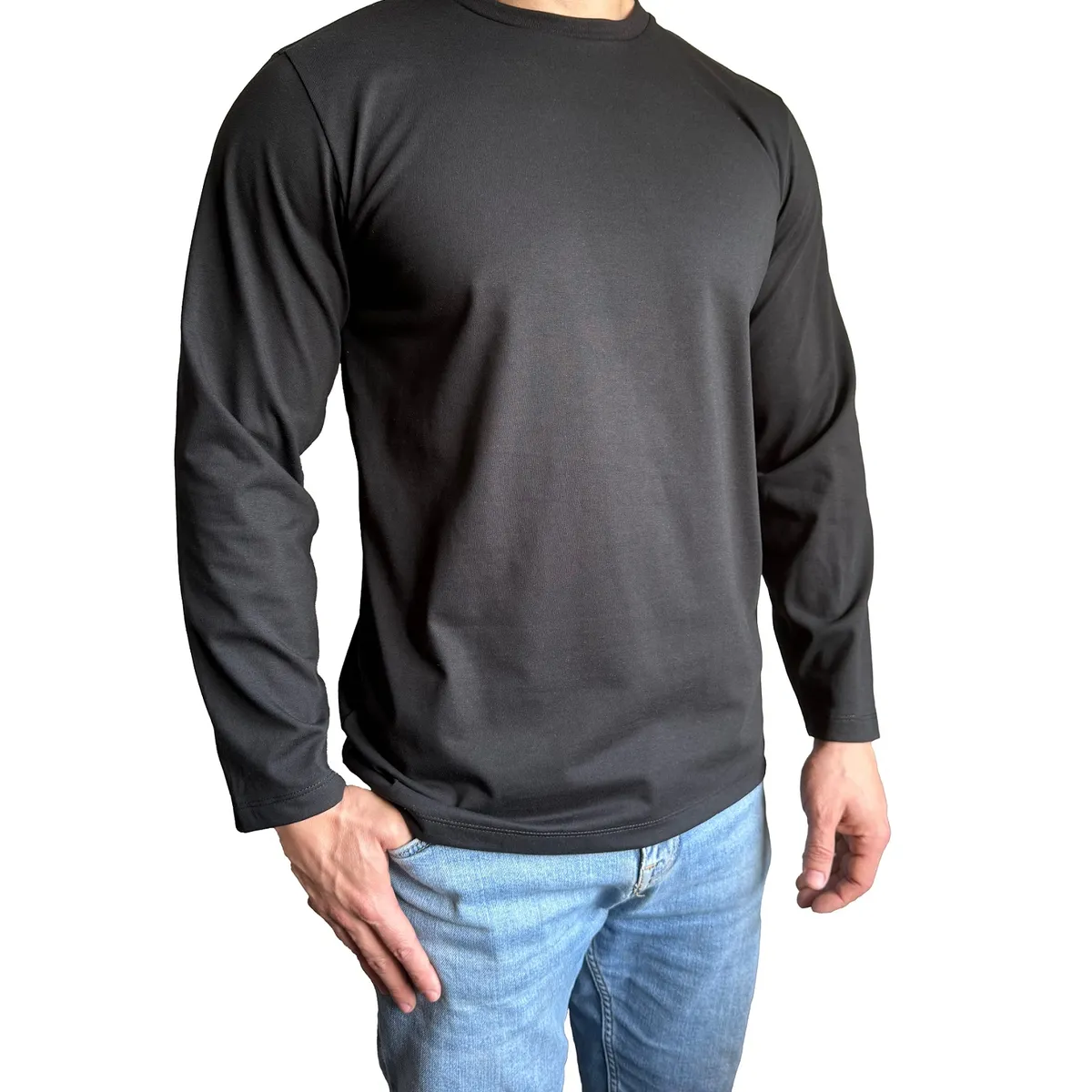 GENERICO - Polo básico hombre manga larga - Negro