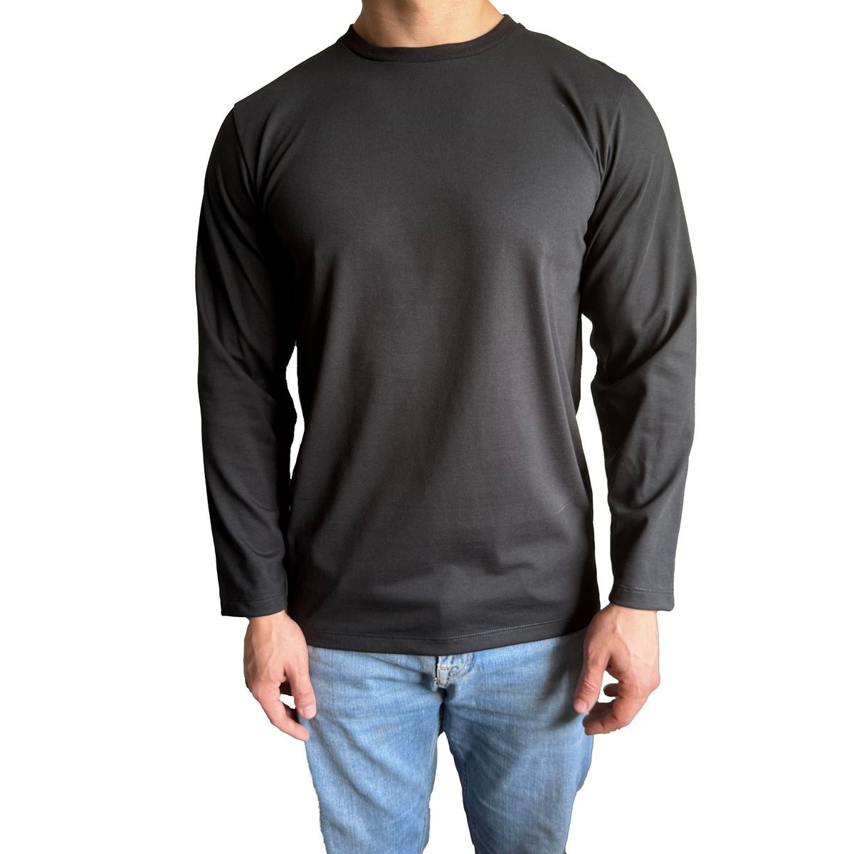 GENERICO - Polo básico hombre manga larga - Negro