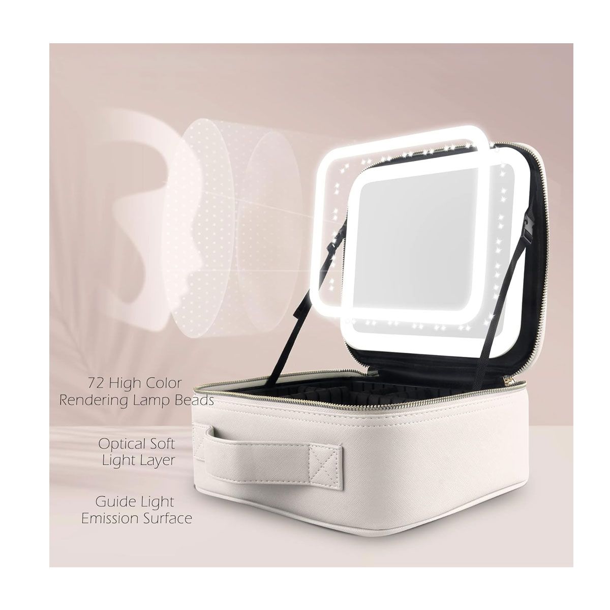 GENERICO - Maletín Neceser Para Maquillajes Con Luz Y Espejo Beige