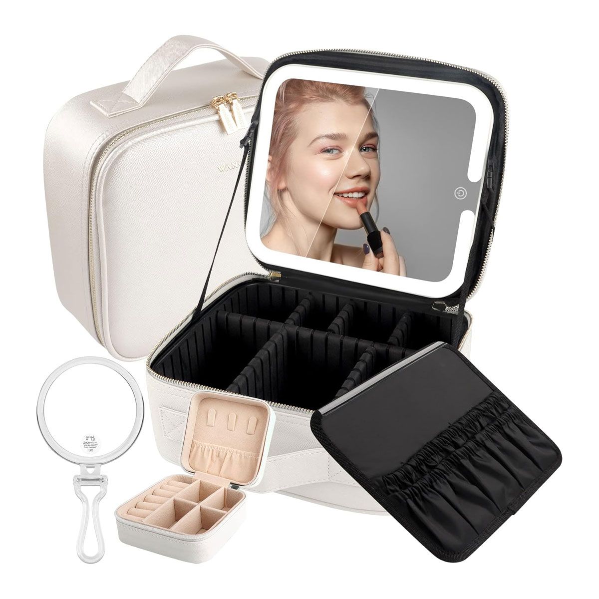 GENERICO - Maletín Neceser Para Maquillajes Con Luz Y Espejo Beige