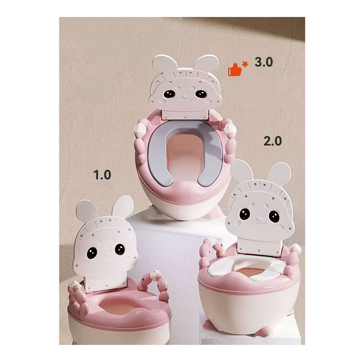 GRETAIL - Bacín Entrenamiento Inodoro Infantil Conejito Rosado