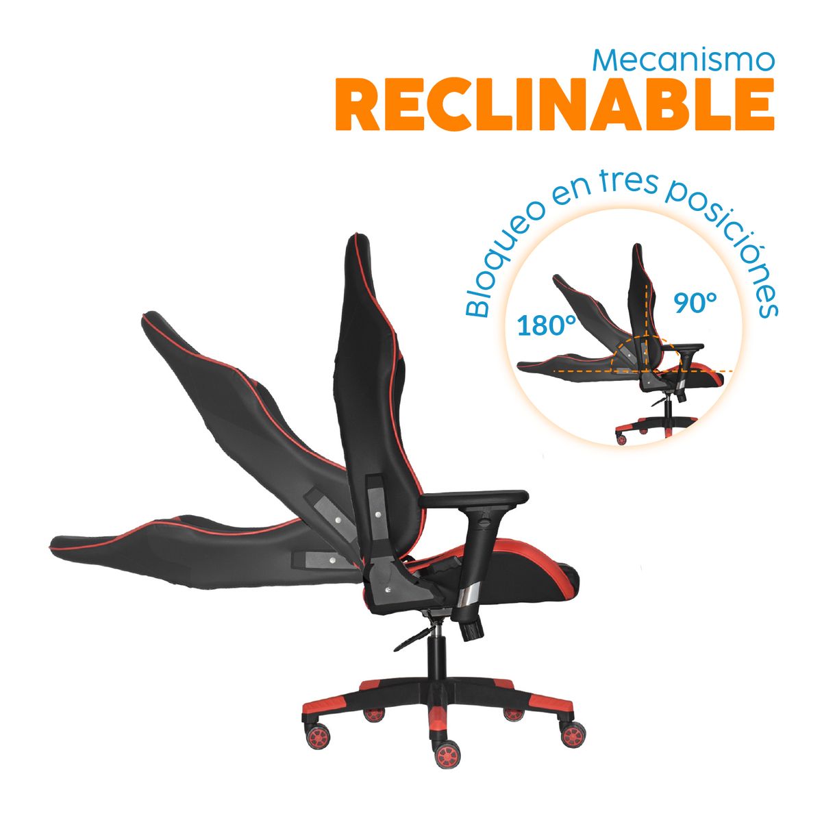 BONNO - Sillón Gamer Sail PU Negro/Rojo Ergonómico Bonno