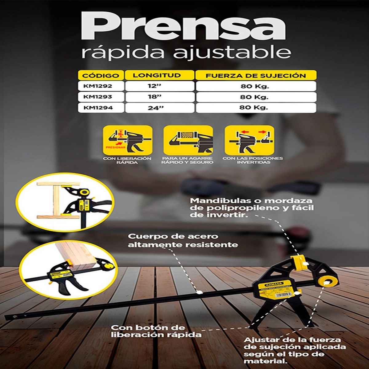 KAMASA - Prensa Rapida Autojustable 18 Kamasa KM2193