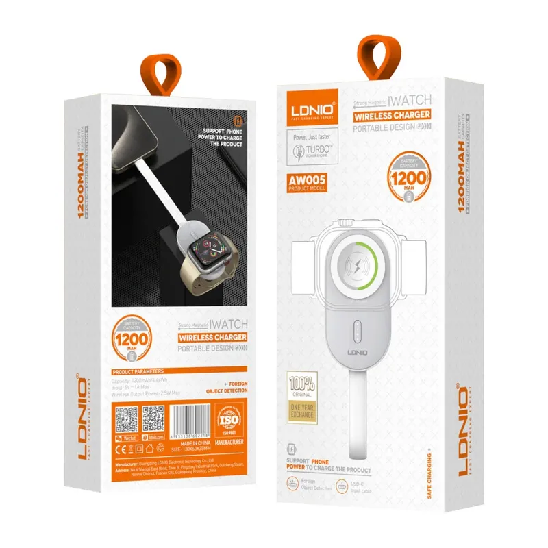 LDNIO - Cargador Portatil De Iwatch Ldnio Aw005 2 En 1 1200mah