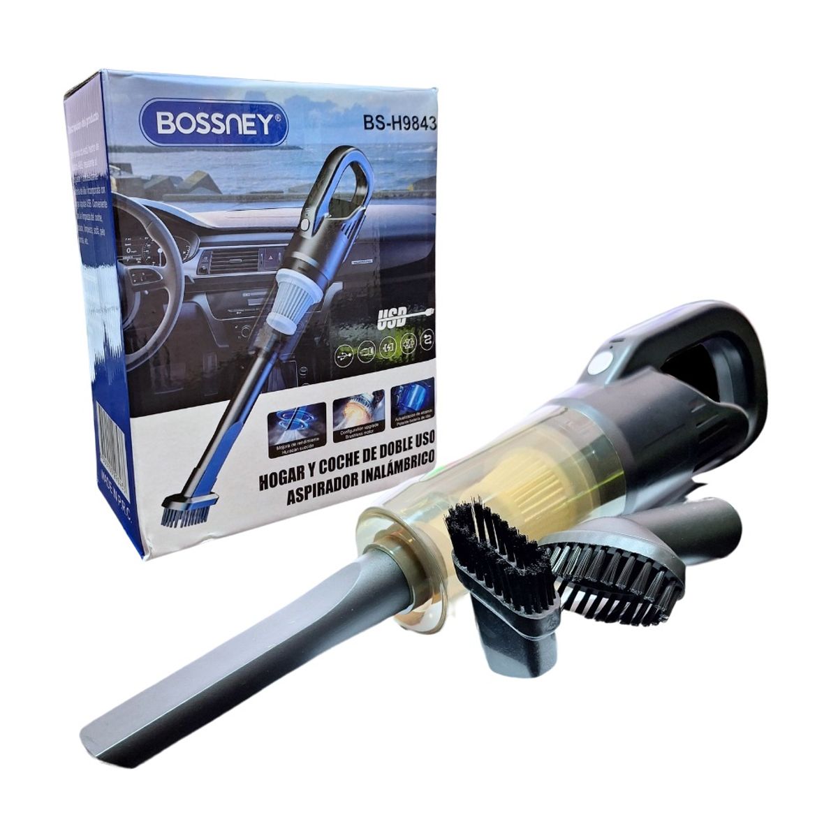 GENERICO - Aspiradora Portatil Recargable para Auto y Hogar Bossney