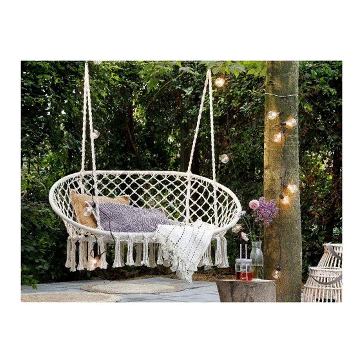 GENERICO - Silla Colgante Hamaca Doble Blanca Premium 120cm