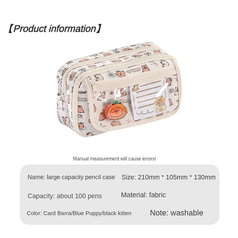 Portapenne Capibara Con Astuccio, Spille, Adesivi E Peluche: Set Completo Per Ragazze E Ragazzi, Grande Capacità - 2